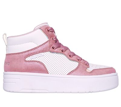 Girls Skechers Bella Ballerina High Top Sequins Glitter Sneakers Gray Pink