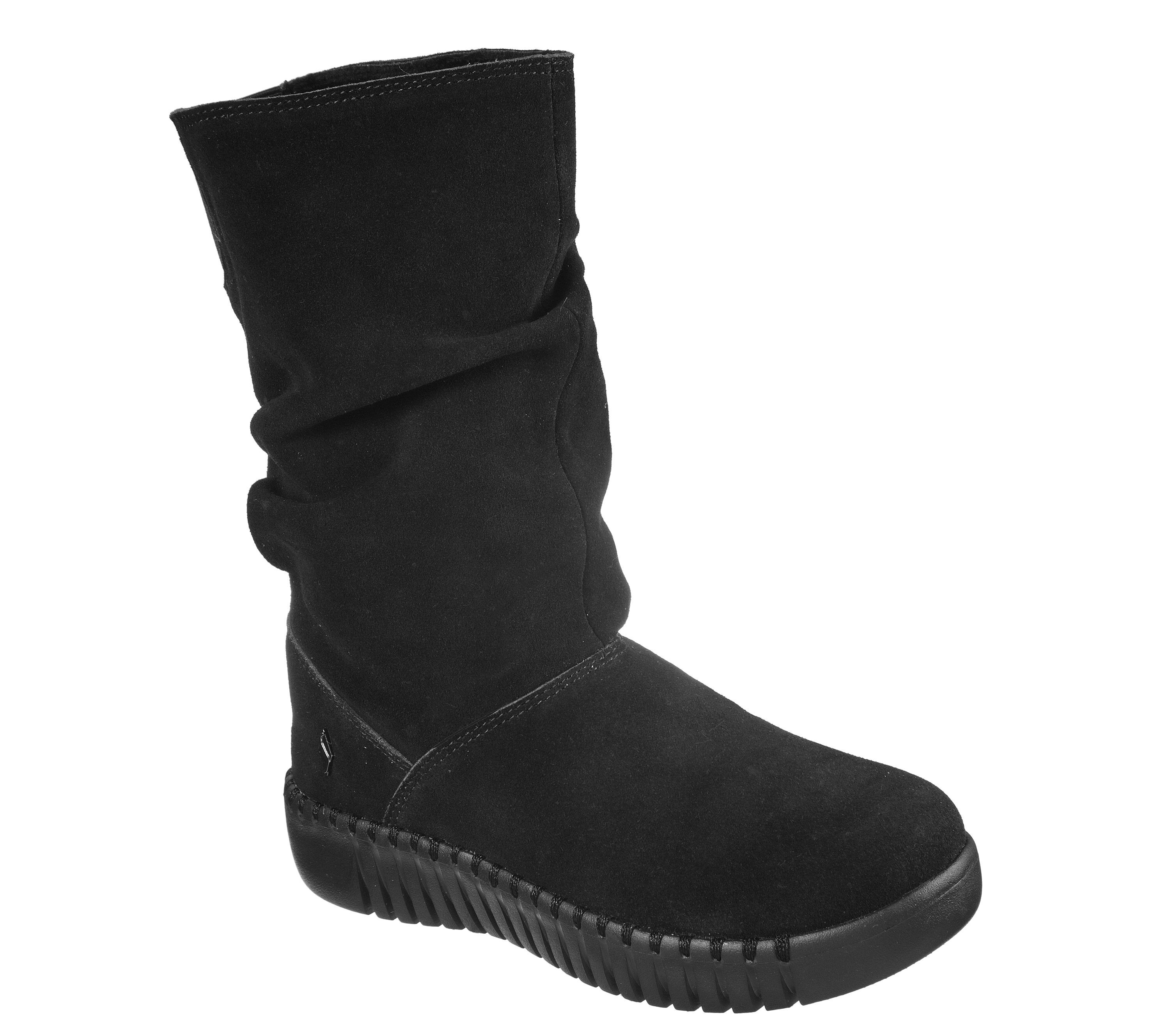 skechers dark grey suede calf length boots