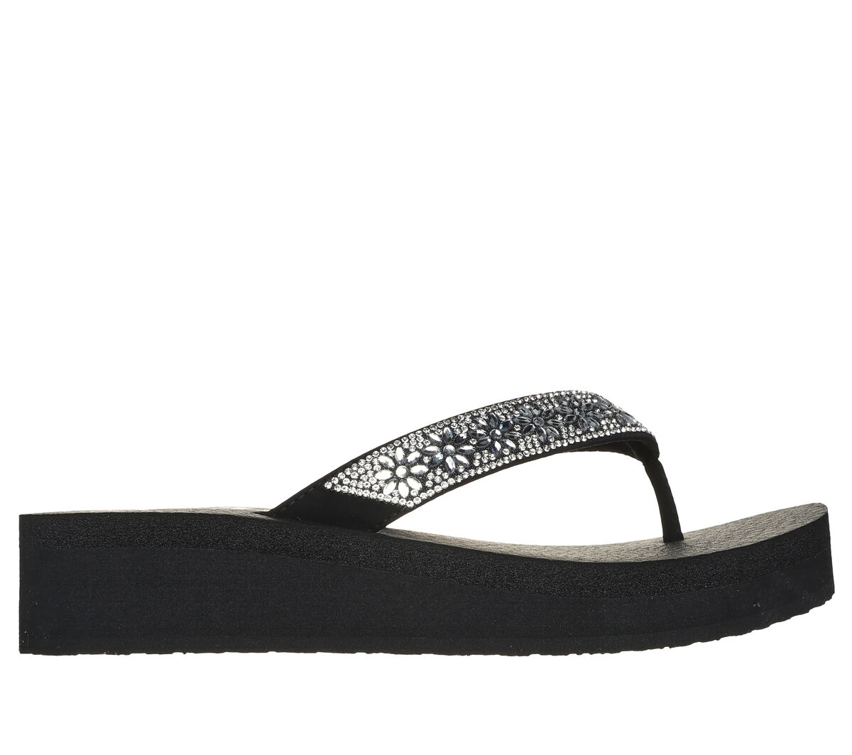 Skechers Vinyasa Bindu Sz 6 Black Yoga Foam Rhinestones Platform Thong  Sandals - $24 - From Erin