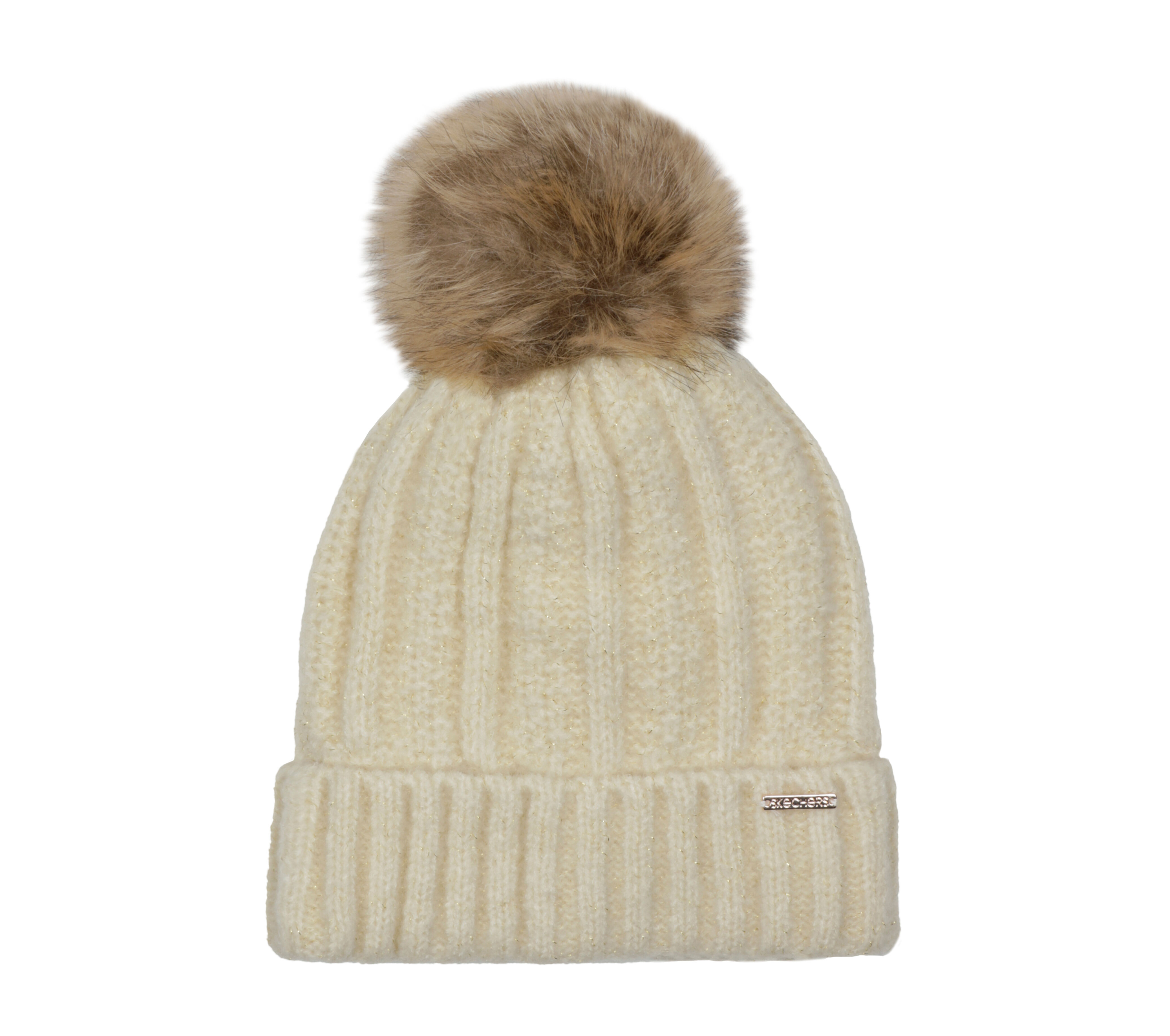 beige bobble hats