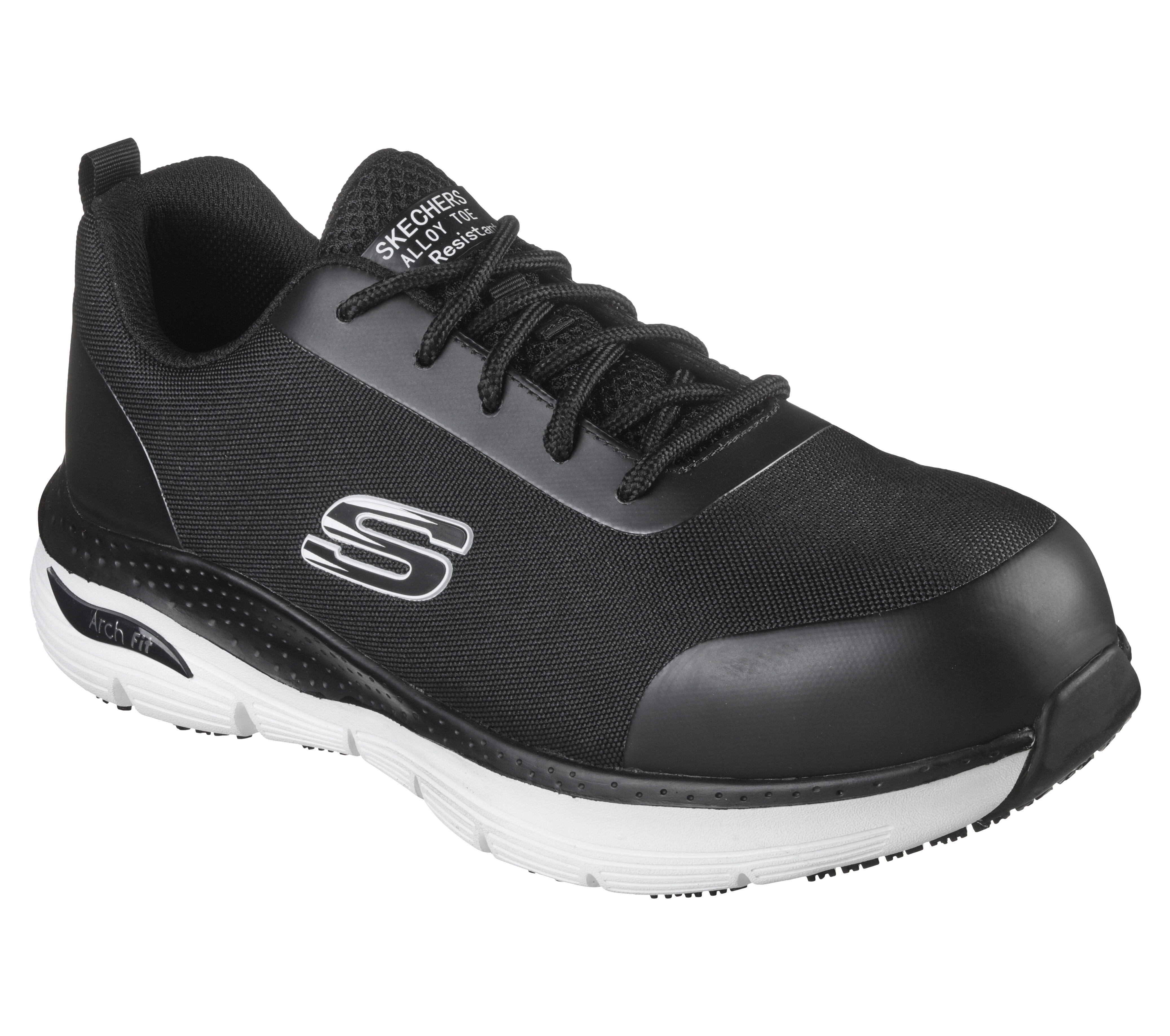 Mens Skechers Arch Fit Sellian Alloy Toe Slip Resistant Low Black