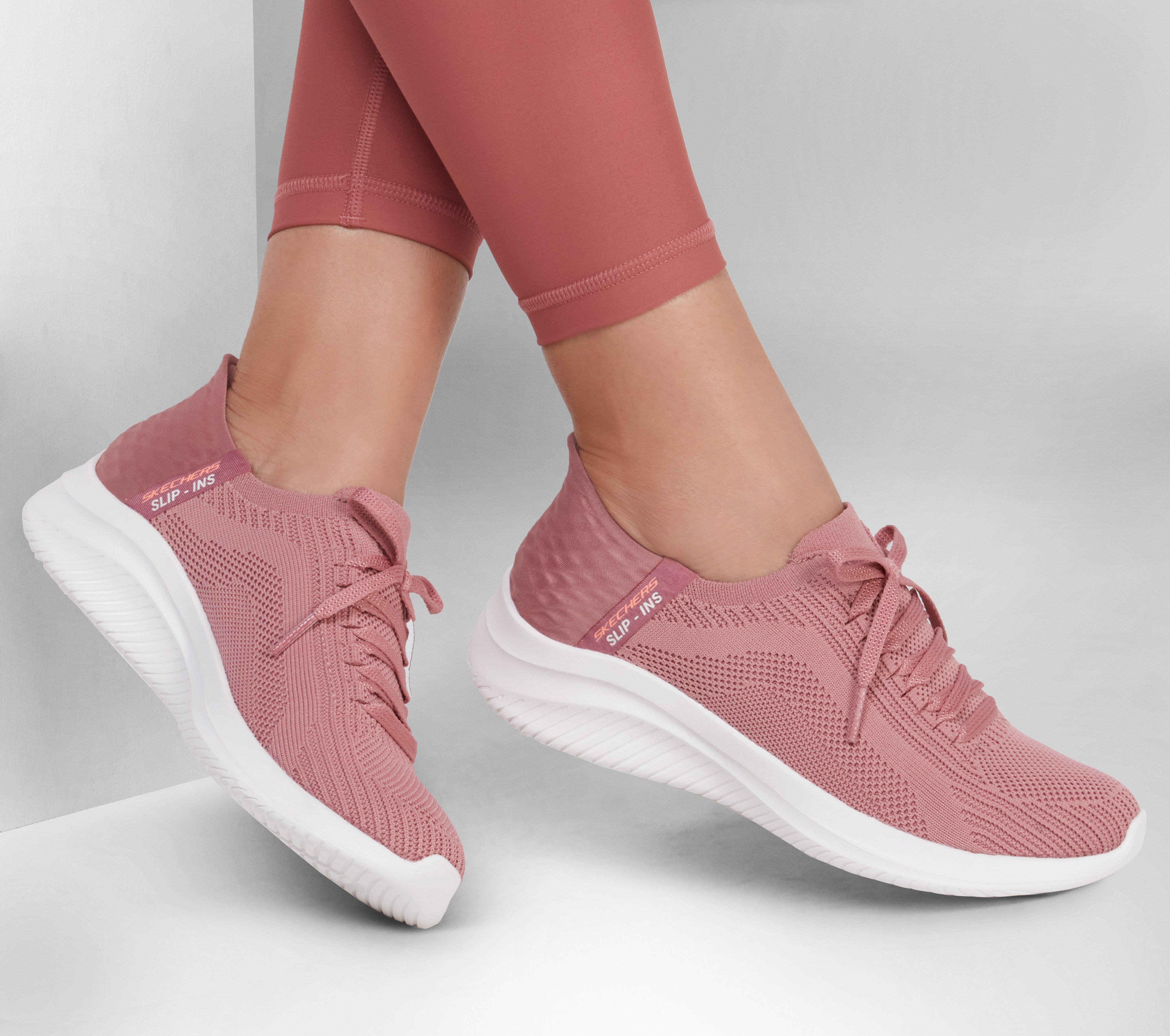 Womens Skechers Slip-Ins Ultra Flex 3.0 Smooth Step Grey/White