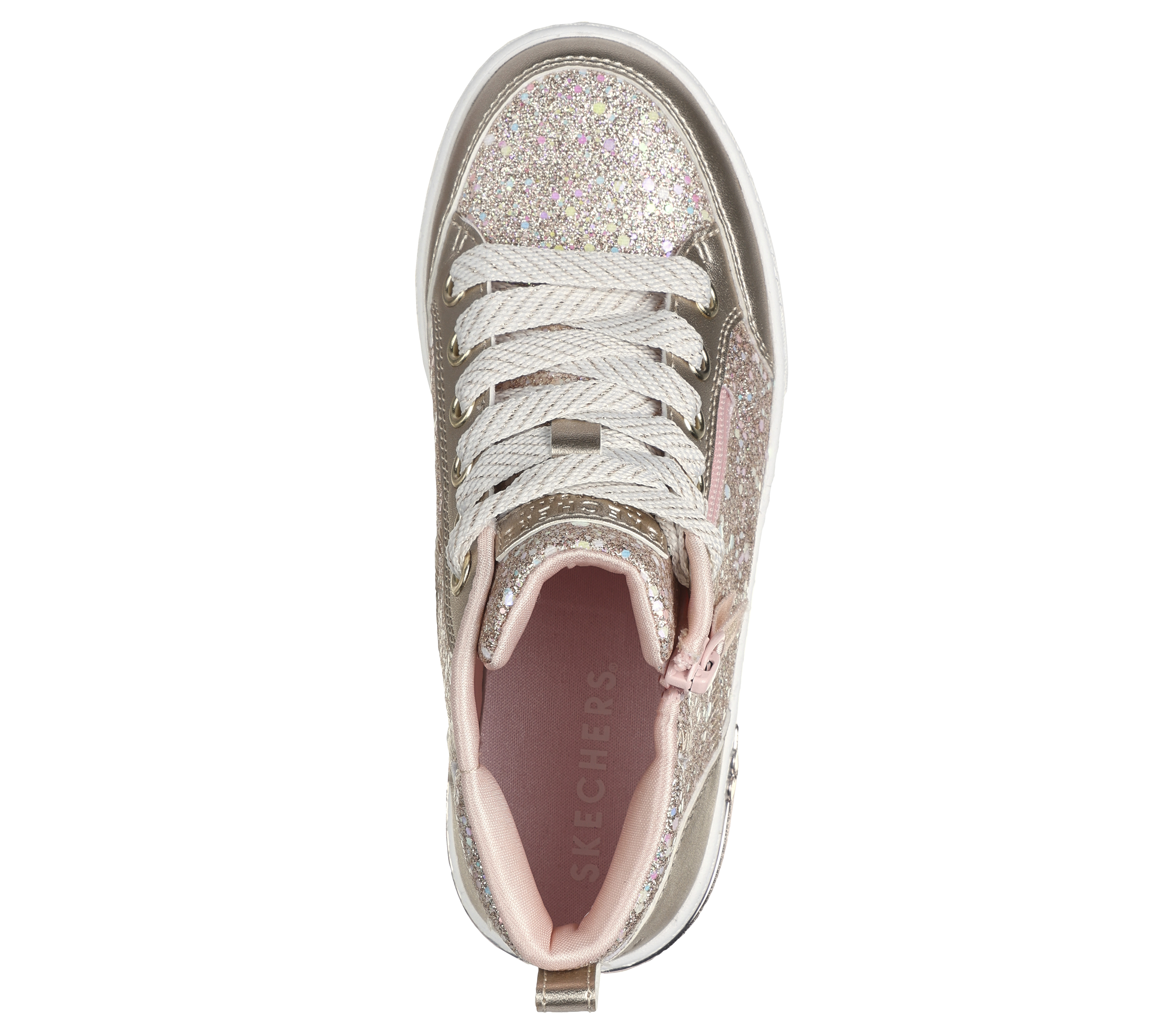  Skechers Kids Girls Street Shoutouts-Glitter Glams Sneaker,  Rose Gold, 11.5 Little Kid