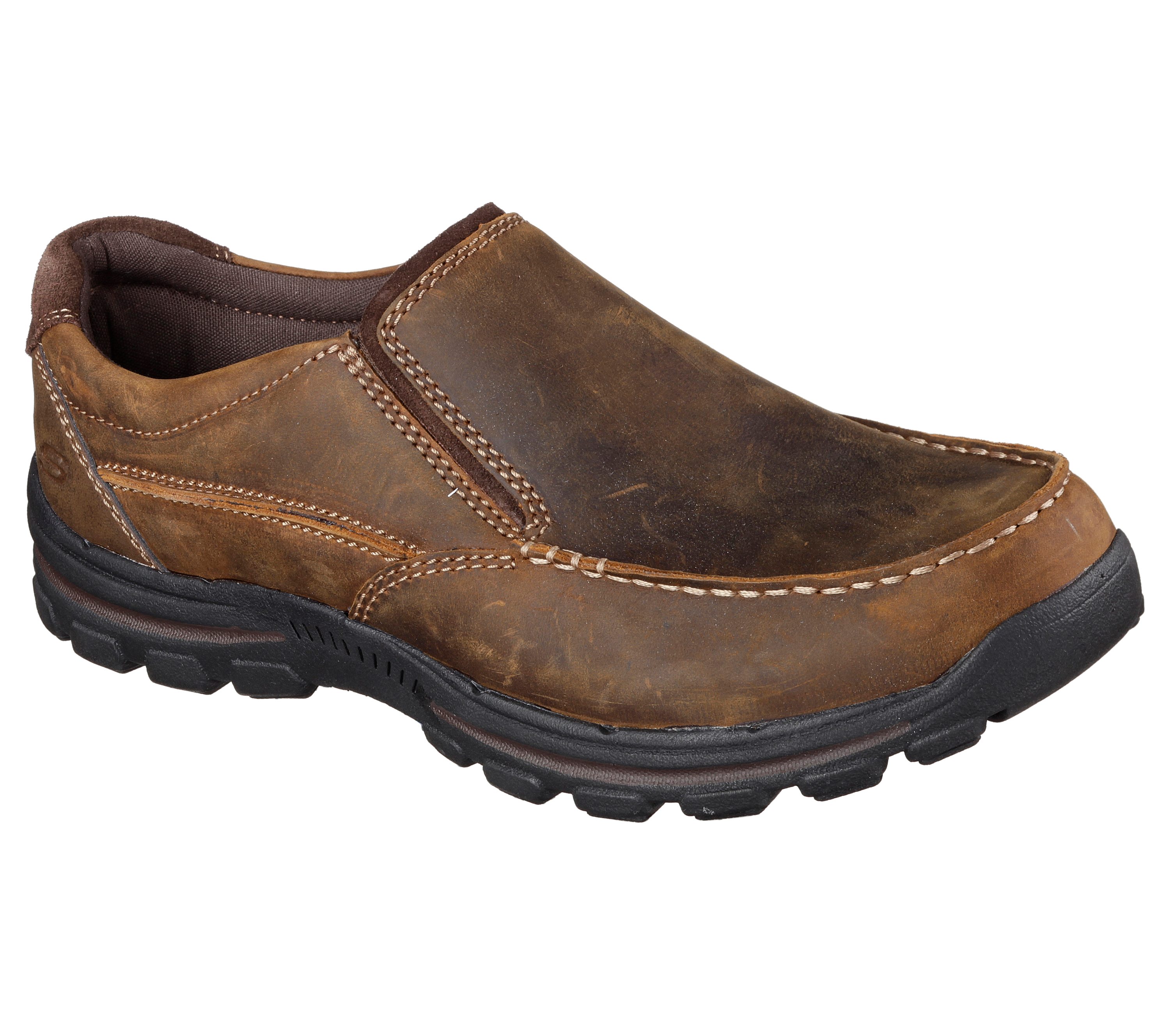 Skechers Men s Relaxed Fit Braver Rayland Slip On Dark Brown