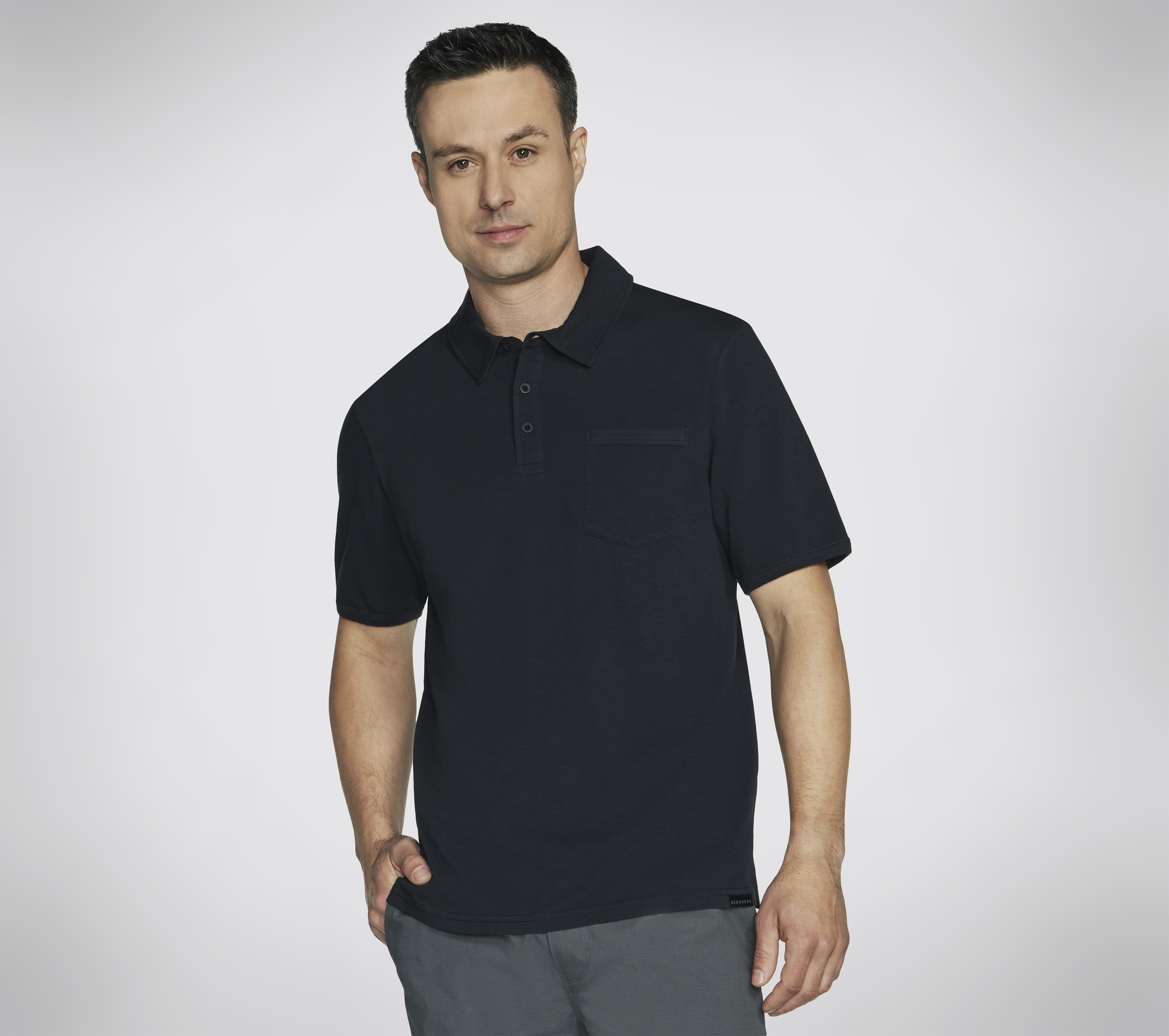 Skechers polo shirt mens on sale black