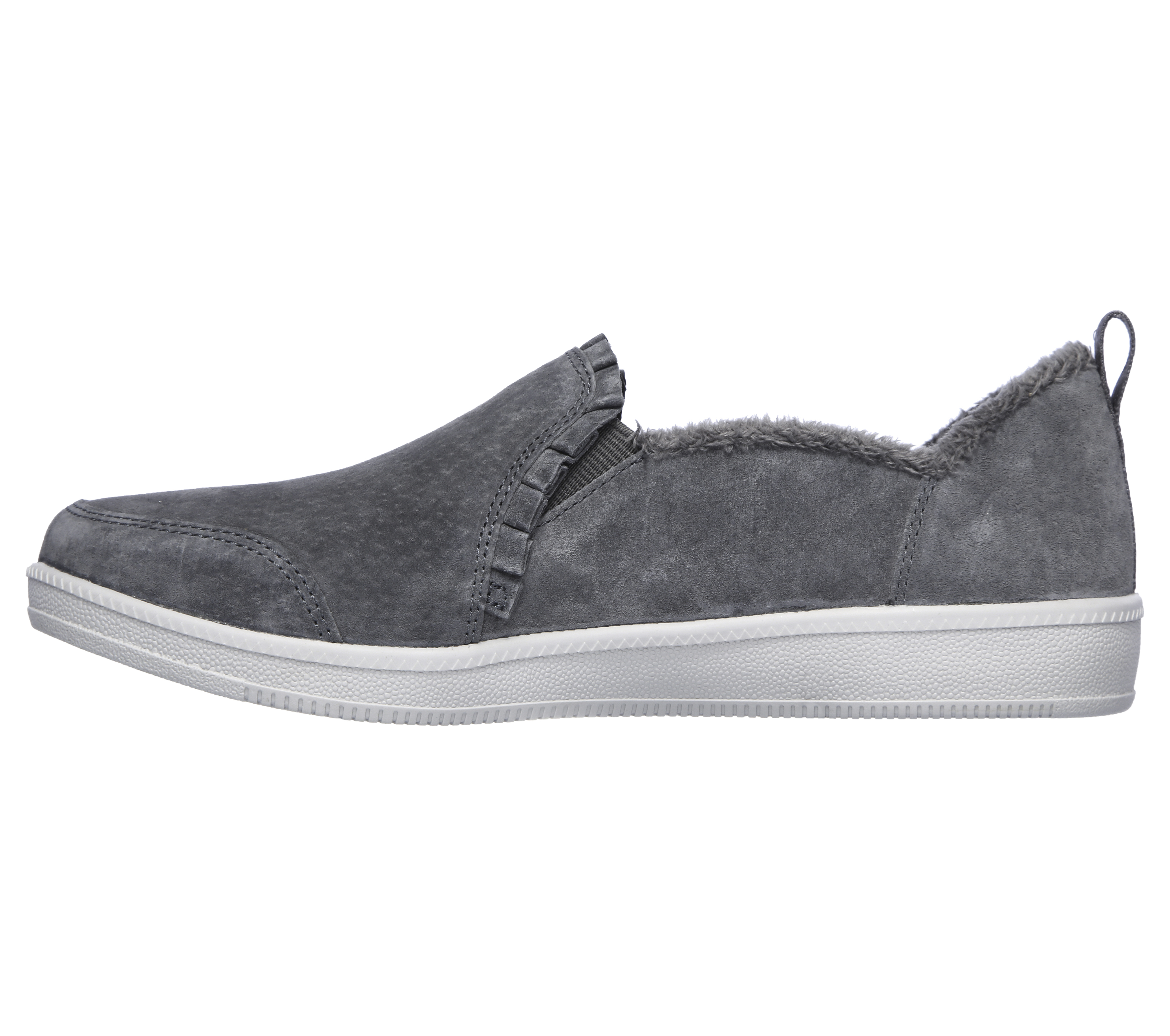 Skechers suede shop ruffle slip ons