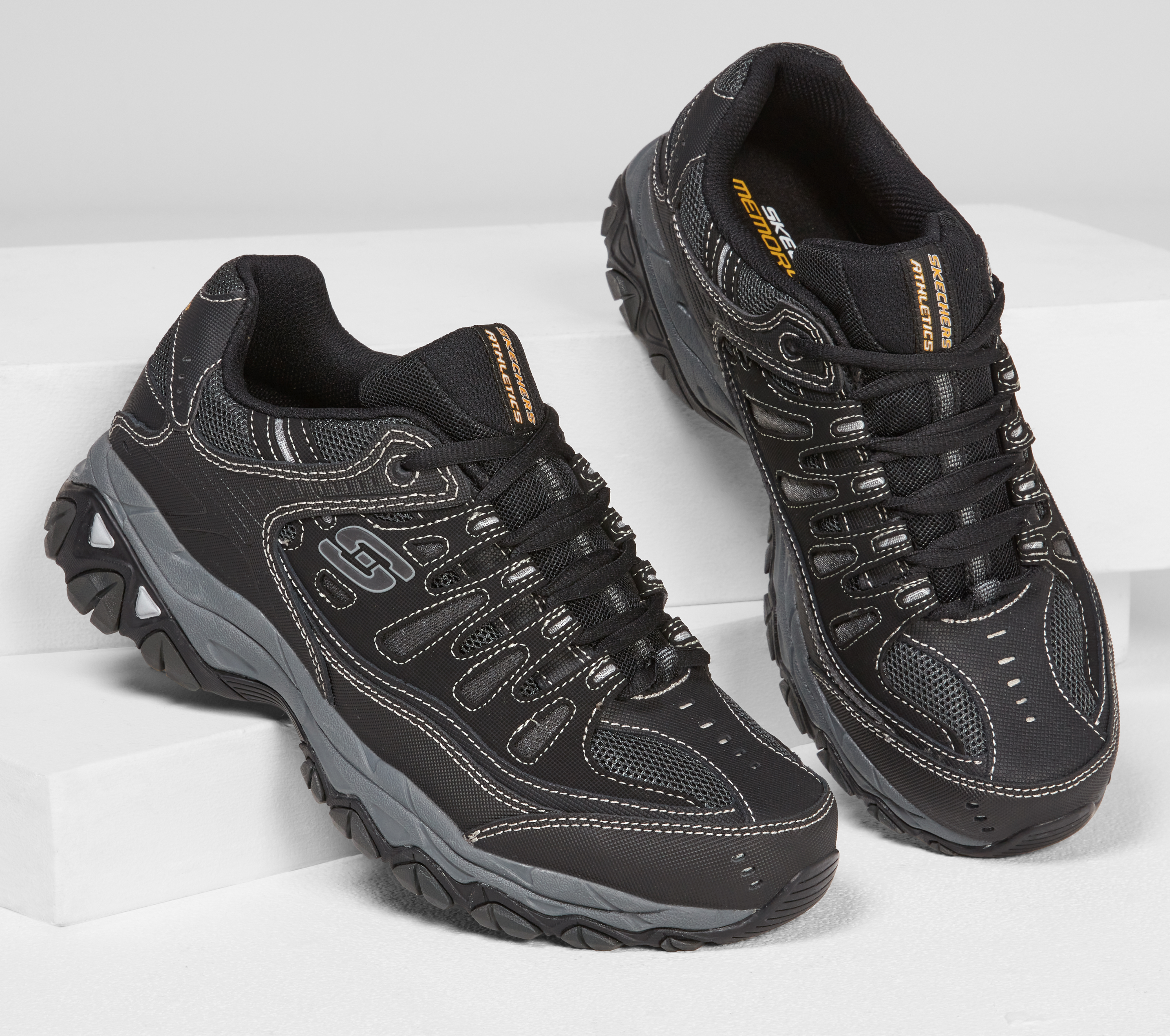 Skechers Men's After Burn - Memory Fit Sneakers, Black/Charcoal, 10.5