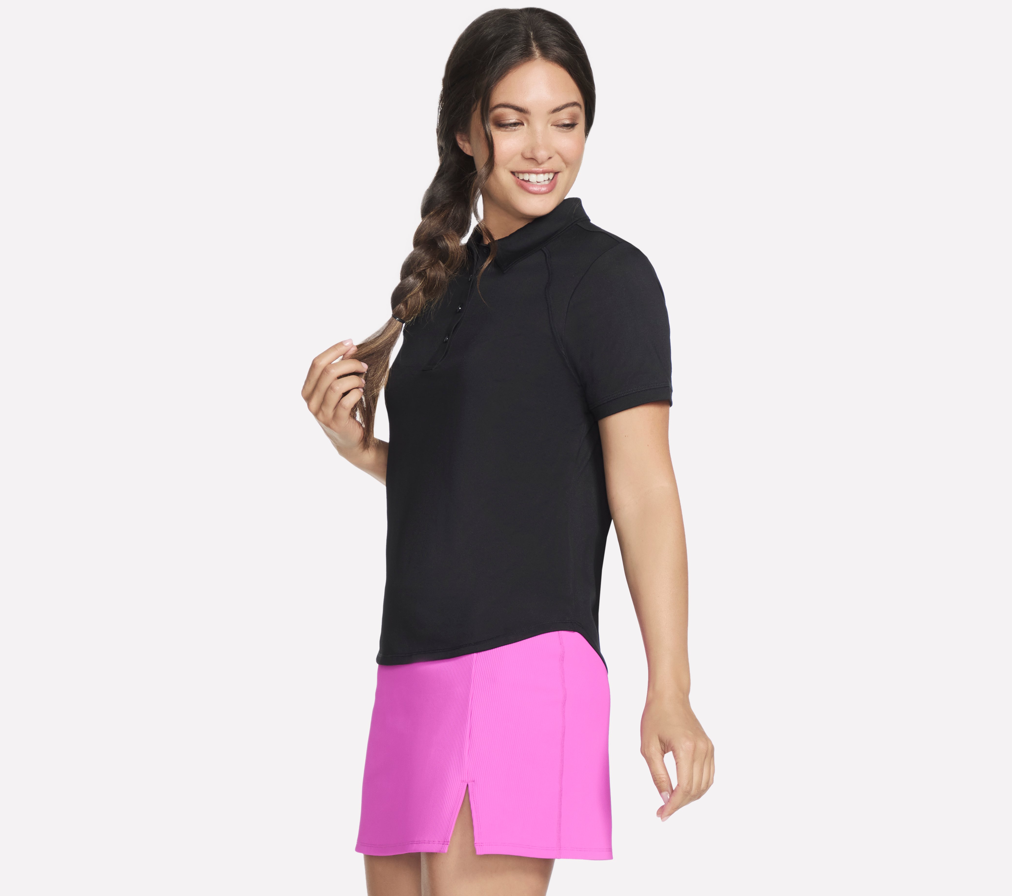 Skechers polo store shirt womens black