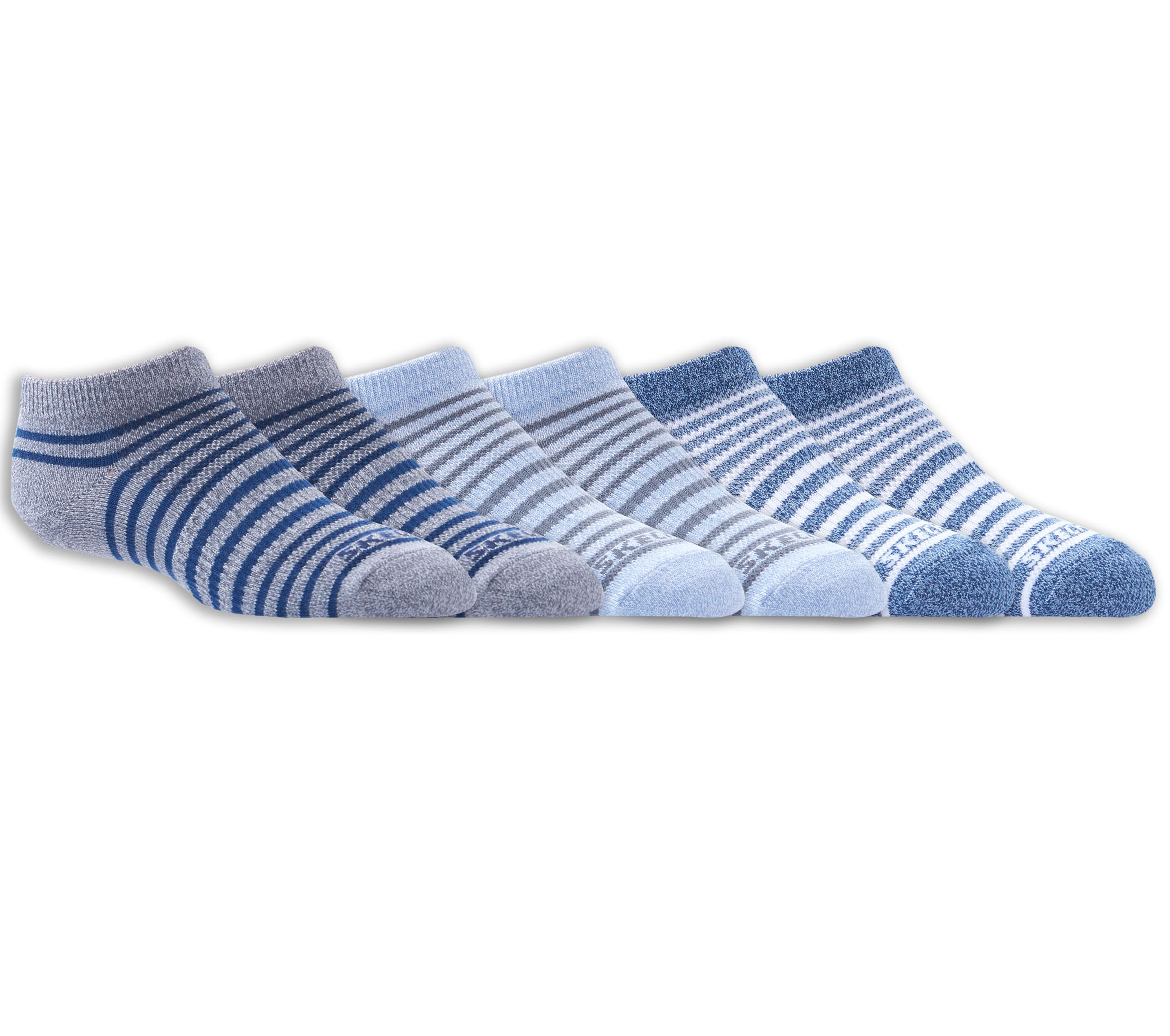 6 Pack Striped No SKECHERS Show Socks 