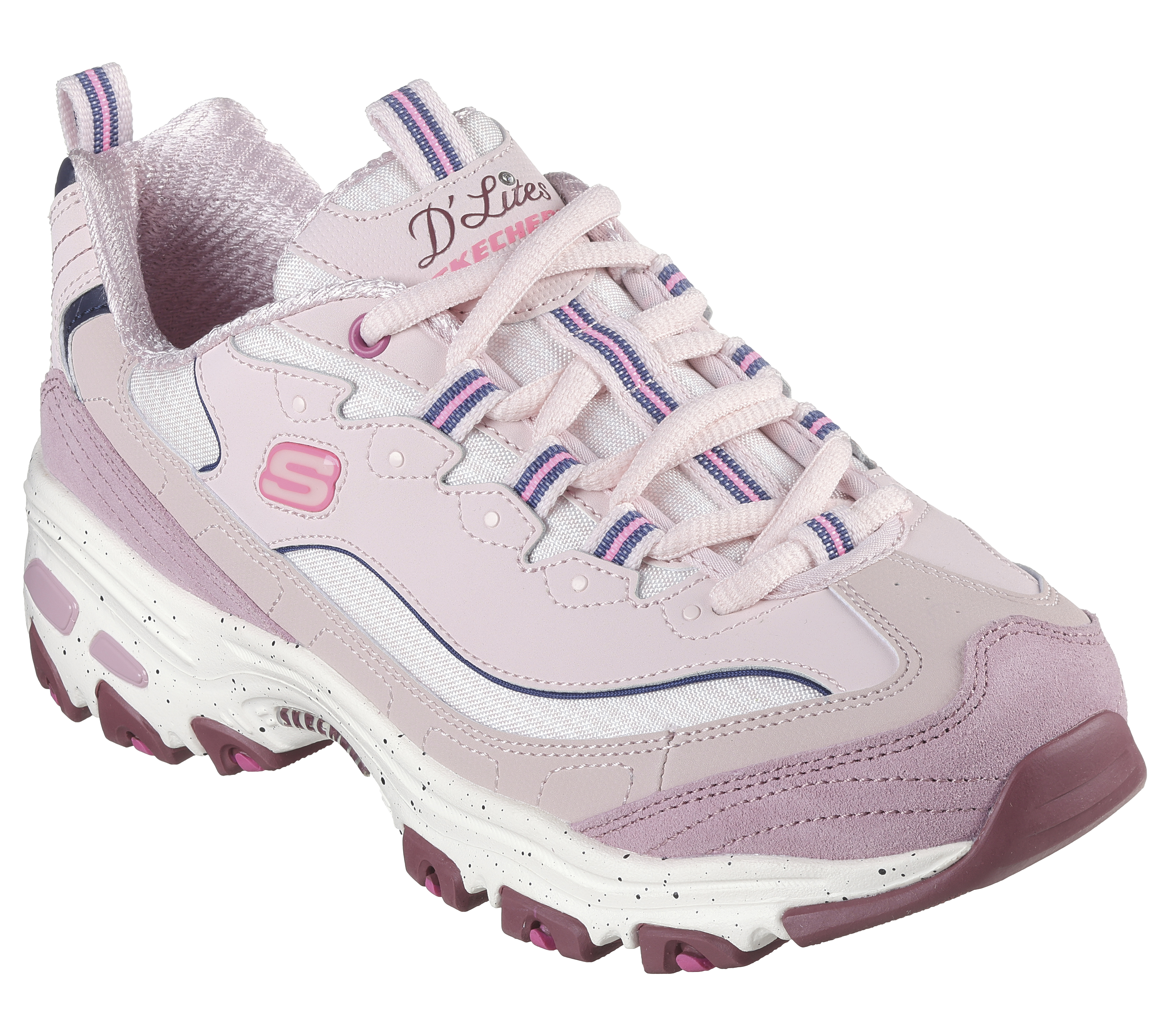  Skechers Sport Women's D'Lites Original Lace-Up Sneaker,  Grey/Pink, 6 W US